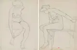 Erich Mayer, Study of Seated Female Nude, two, 1938, pencil on paper