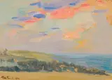 Titta Fasciotti, Landscape at Dusk, 1972, oil on paper laid down on board