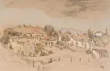 Gregoire Boonzaier, Village with Distant Mountains