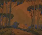 Sydney Carter, Cape Landscape with Trees and Houses, watercolour on paper