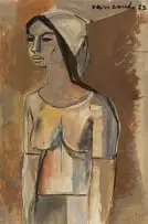 Maurice van Essche, Woman in a Headscarf, 1963, gouache on paper