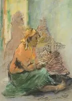 Alexander Rose-Innes, Tobacco Twisters, Oudtshoorn, charcoal and pastel on paper