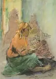 Alexander Rose-Innes, Tobacco Twisters, Oudtshoorn, charcoal and pastel on paper