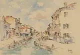 Gregoire Boonzaier, Venetian Canal with Gondolas, 1973, watercolour on paper