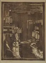Florence Zerffi, Buildings at Night, 1922, woodcut on paper