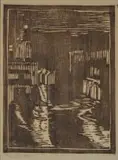 Florence Zerffi, Buildings at Night, 1922, woodcut on paper