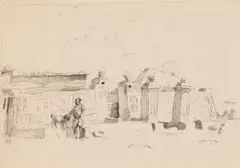 Walter Battiss, Ndebele Village, 1941, ink wash on paper