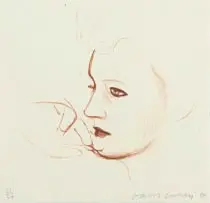 David Hockney, Celia Looks (from A Series of Hand Drawn Lithographs from 1979-80) (M.C.A.T. 247), 1980, lithograph printed in sepia on HMP Koller tan paper