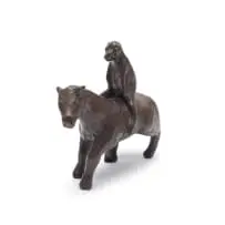 Wilma Cruise, Horse and Baboon Rider, bronze with a black patina