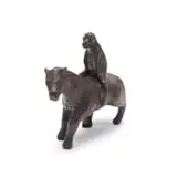Wilma Cruise, Horse and Baboon Rider, bronze with a black patina