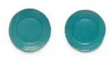 Hylton Nel, A pair of turquoise plates, two, painted and glazed ceramic