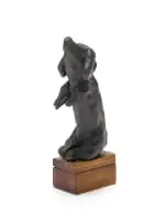 Wilma Cruise, Dachshunds, four, bronze with a dark brown patina, on a found box