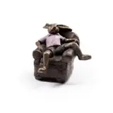 Carol Cauldwell, Rabbit in an Armchair, painted and patinated bronze with wax
