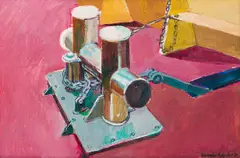 Bollard by Alexander Podlashuc, oil on canvas laid down on board, sold Feb 2025
