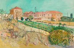 Alexander Podlashuc, Factory, Patmos, oil on board