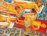 Alexander Podlashuc, Bathers at San Sebastian, oil on canvas