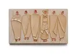 Kalahari Studio, Tile decorated with group of figures wrapped in blankets, terracotta with relief decoration and matte glaze