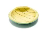 Kalahari Studio, Pinched organic-shaped dish or ashtray with abstract pattern decoration, glazed and painted terracotta