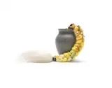 Patricia Dominguez, My Spreadsheets Hurt, 2019, painted ceramic vase, artificial hair, dried flowers, photographs and sand