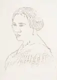 Sonya Clark, Madam C J Walker and Me, 2013, artist's hair suspended in medium