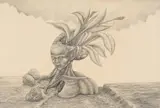 Fikile Magadlela, Portrait of a Man with Foliage Emerging from His Crown, 1980, pencil on paper