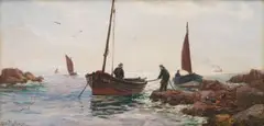 Alex Mortimer, Returning Fisherman, 1906, oil on canvas laid down on board