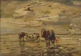 Julius Seyler, Shrimp Fishermen, oil on board