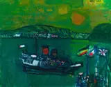 Alfred Cohen, The Last Ferri (sic), oil on paper