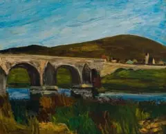 Anton Lamprecht, Landscape with Bridge, 1936, oil on canvas