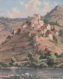 George Louis Garbaye, Hillside Settlement, oil on board