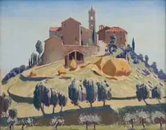 Norman Lloyd, Tuscan Experience (Landscape with Castle), oil on canvas
