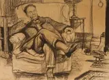Francis Dodd, Seated Man with Pipe, 1920, charcoal on paper