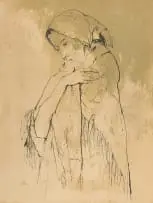 Jean Jansem, Femme au Châle (Woman in a Shawl), lithograph on paper