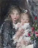 Aurel Naray, Holding the Baby, oil on canvas