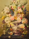 Continental School, 20th Century, Spring Flowers in a Marble vase, oil on canvas