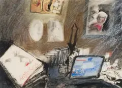 Linde Waber, Antjie Krog's Studio, Cape Town, 2015, mixed media on paper