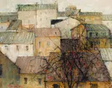 Michel de Gallard, Maisons en Banlieue (Houses in the Suburbs), oil on canvas