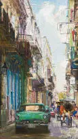 Manuel Perez Marrero, Havana Street Scene, oil on canvas