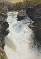 Themistokles von Eckenbrecher, Norwegian Waterfall, 1903, gouache on paper