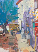 Glen Scouller, Feeding Hens, Fayence, 1998, oil on canvas