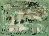 John Piper, St Sauvin, pastel, ink and watercolour on paper
