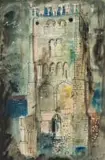 John Piper, Cathedral Tower, gouache on card