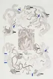 Nolan Oswald Dennis, After-World (Schema), 2018, coloured pencil, washi tape, embossed label, ink and marker on paper