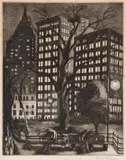 Ernest Fiene, City Lights, etching on paper