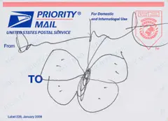 Priority Butterfly by Damien Hirst, felt tip pen on post label, offered Oct 2025