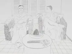 David Hockney, Christopher Isherwood and Don Bachardy (Scottish Arts Council 186), 1976, lithograph on paper
