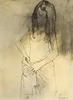 Jean Jansem, Nude Figure, watercolour and ink on paper