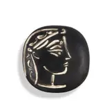 Profil de Jacqueline (Profile of Jacqueline) (Alain Ramie 385) (Bloch 77) (Georges Ramié 744) by Pablo Picasso, 1956, white earthenware ceramic plaque with black engobe and white glaze, sold Oct 2025