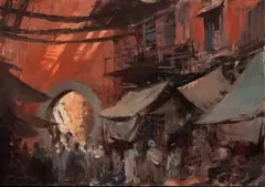 Edward Seago, Archways in the Souk, Marrakesh, oil on panel