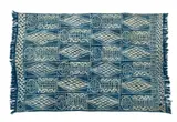 Ndop Cloth, mid 20th century by Bamileke Peoples Unrecorded artist, rectangular cotton cloth composed of two strips handsewn together with geometric patterns in natural indigo dye, sold Feb 2025
